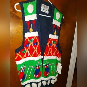 Marisa Christina Hand Knit Sweater Vest Golf Golfer